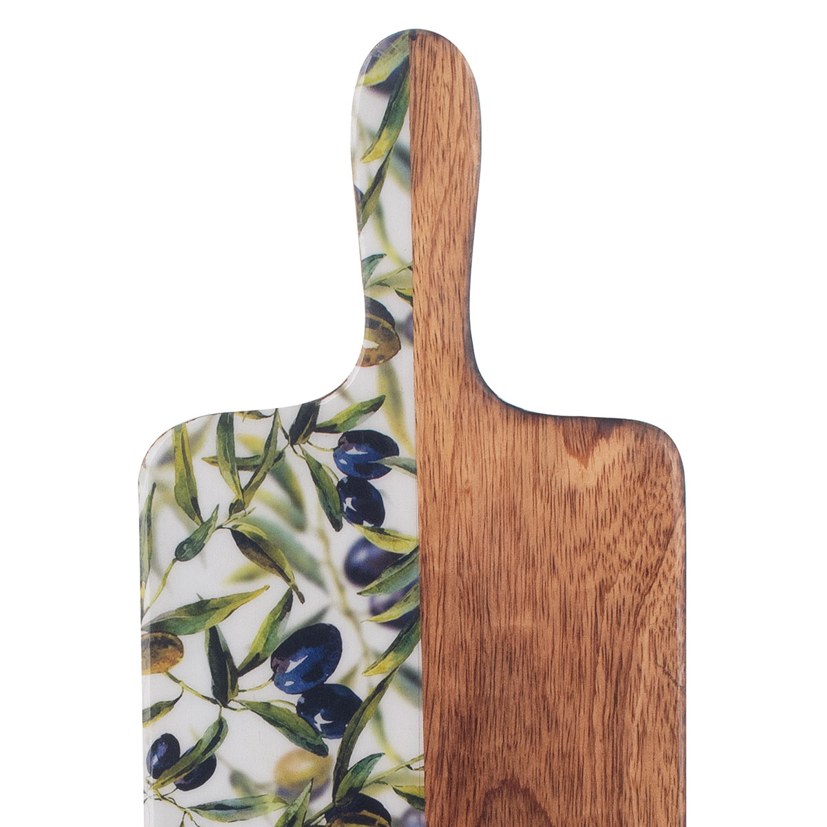 Ovale mangohouten plank met olijfmotief 49 cm - Afbeelding 3