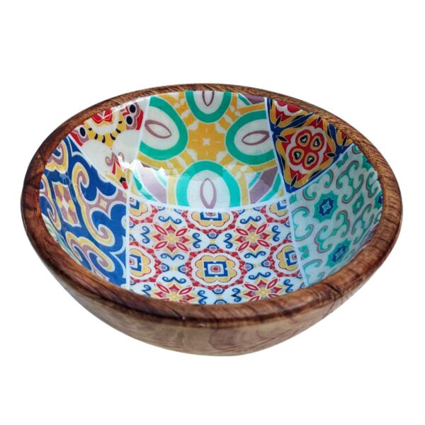Mangohouten kom met tegelmotief 15 cm – klein