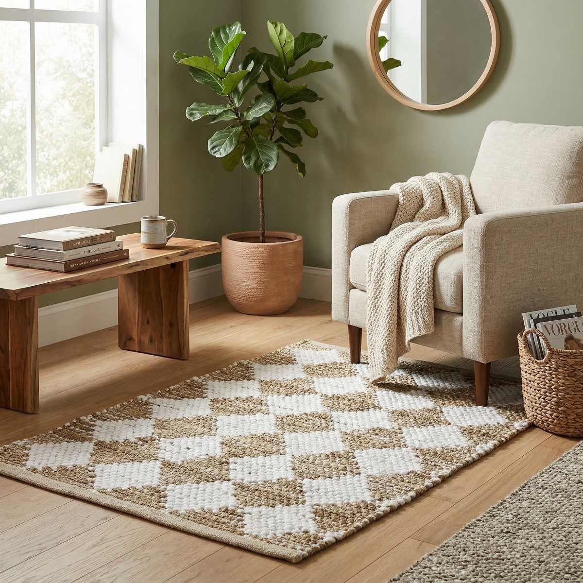 Handgemaakt katoen-jute vloerkleed 85 × 50 cm - Afbeelding 3