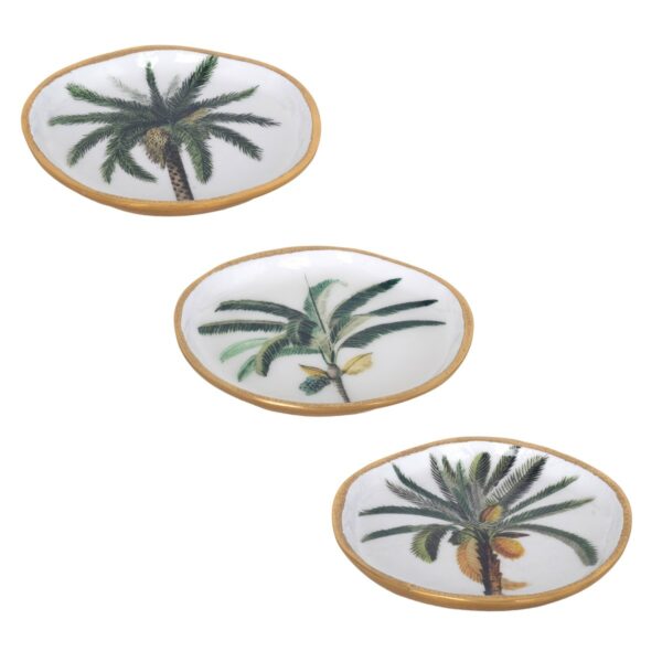 Aluminium schaal met palmmotief, 15 × 15 cm
