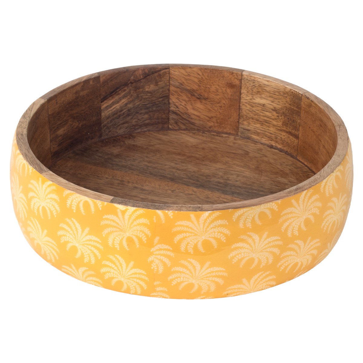 Kom met palmmotief van hout en hars, 25 × 25 cm