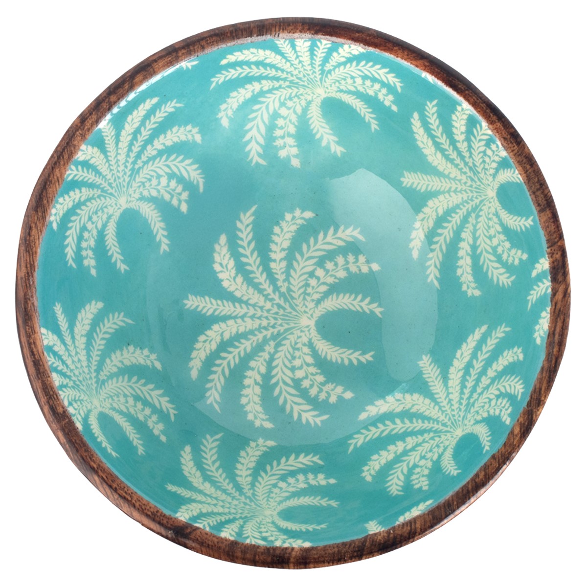 Kleine kom met palmmotief van hout en hars, 15 × 15 cm - Afbeelding 3