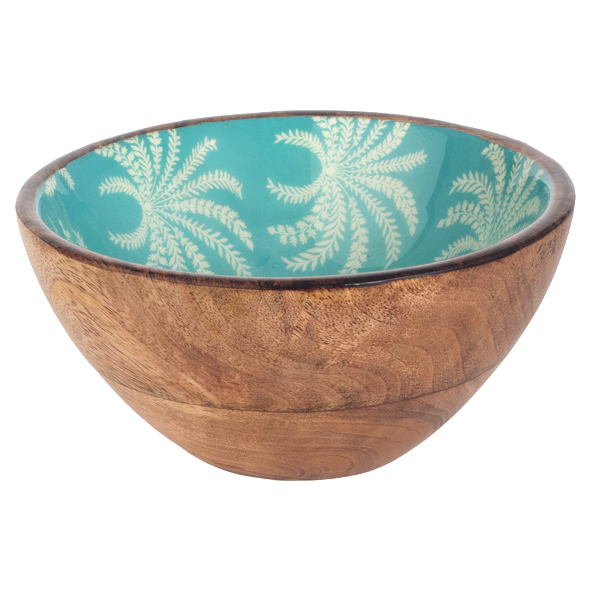 Kleine kom met palmmotief van hout en hars, 15 × 15 cm - Afbeelding 4