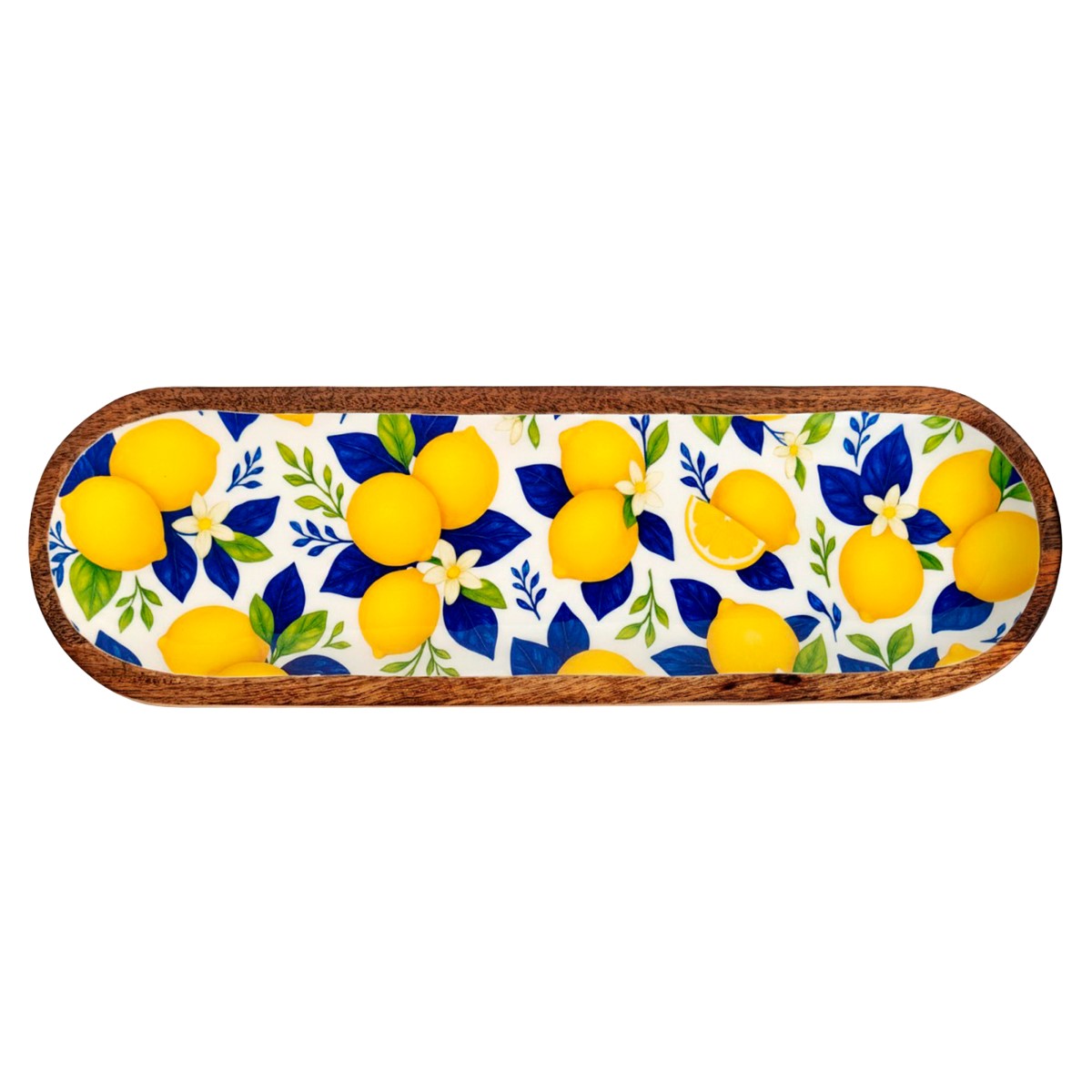 Schaal met citroenmotief van hout en hars, 44 × 14 cm - Afbeelding 3