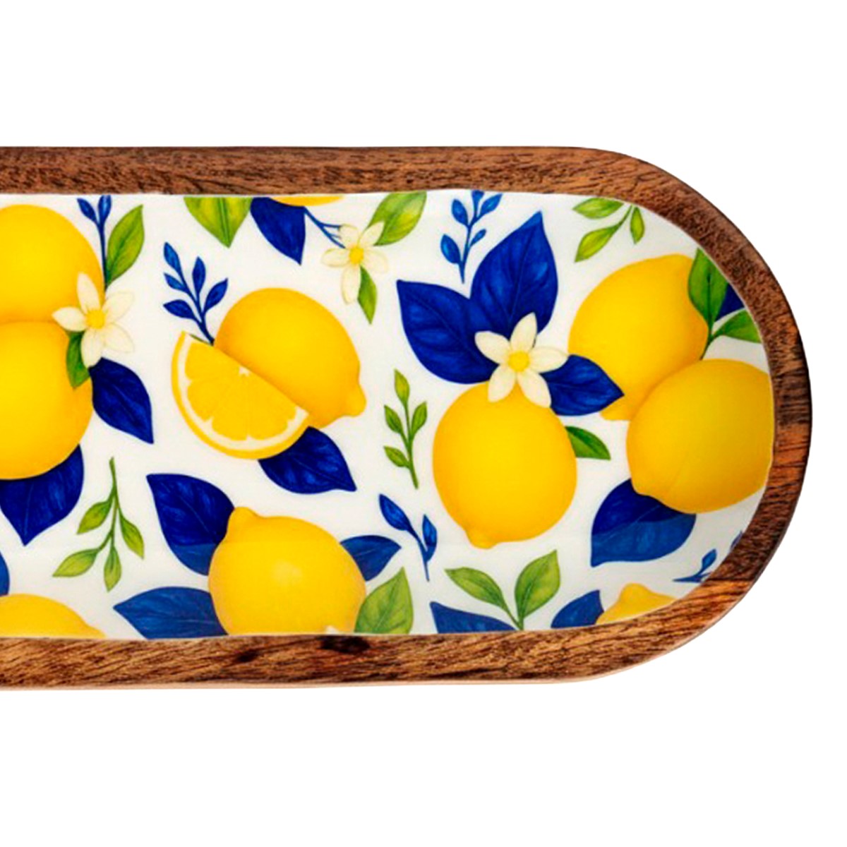 Schaal met citroenmotief van hout en hars, 44 × 14 cm - Afbeelding 4
