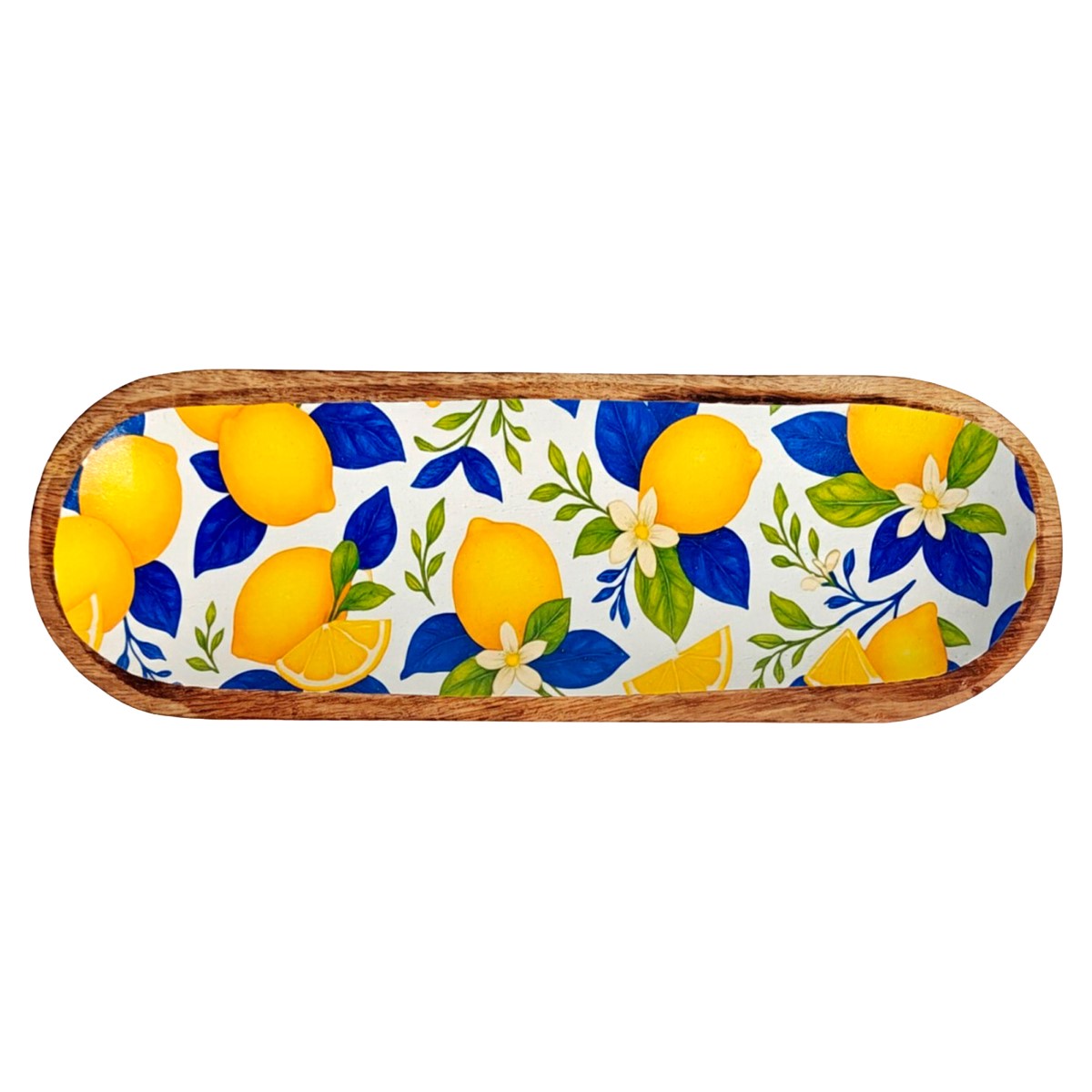 Schaal met citroenmotief van hout en hars, 29,50 × 10 cm - Afbeelding 3