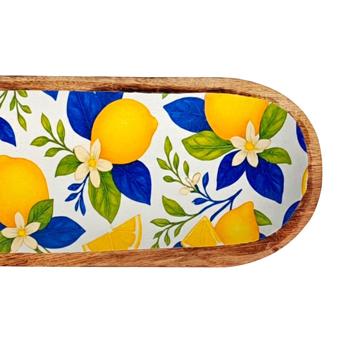 Schaal met citroenmotief van hout en hars, 29,50 × 10 cm - Afbeelding 4