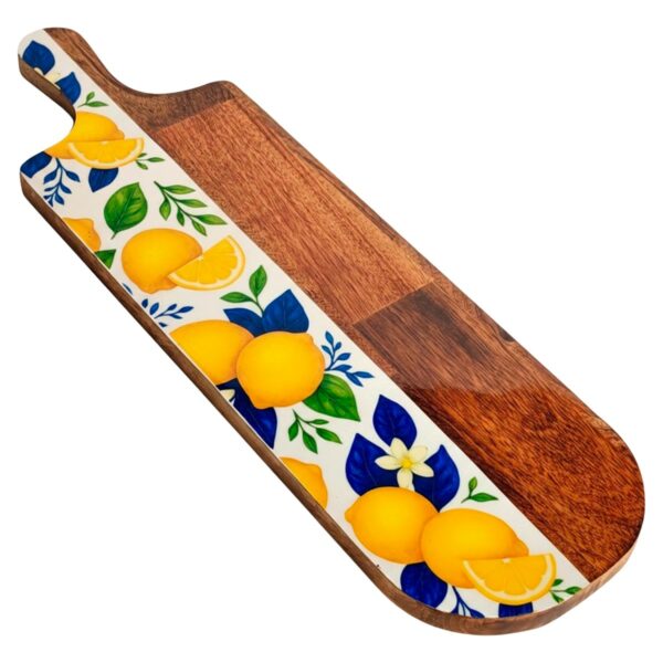 Snijplank met citroenmotief van hout en hars, 49 × 15 cm