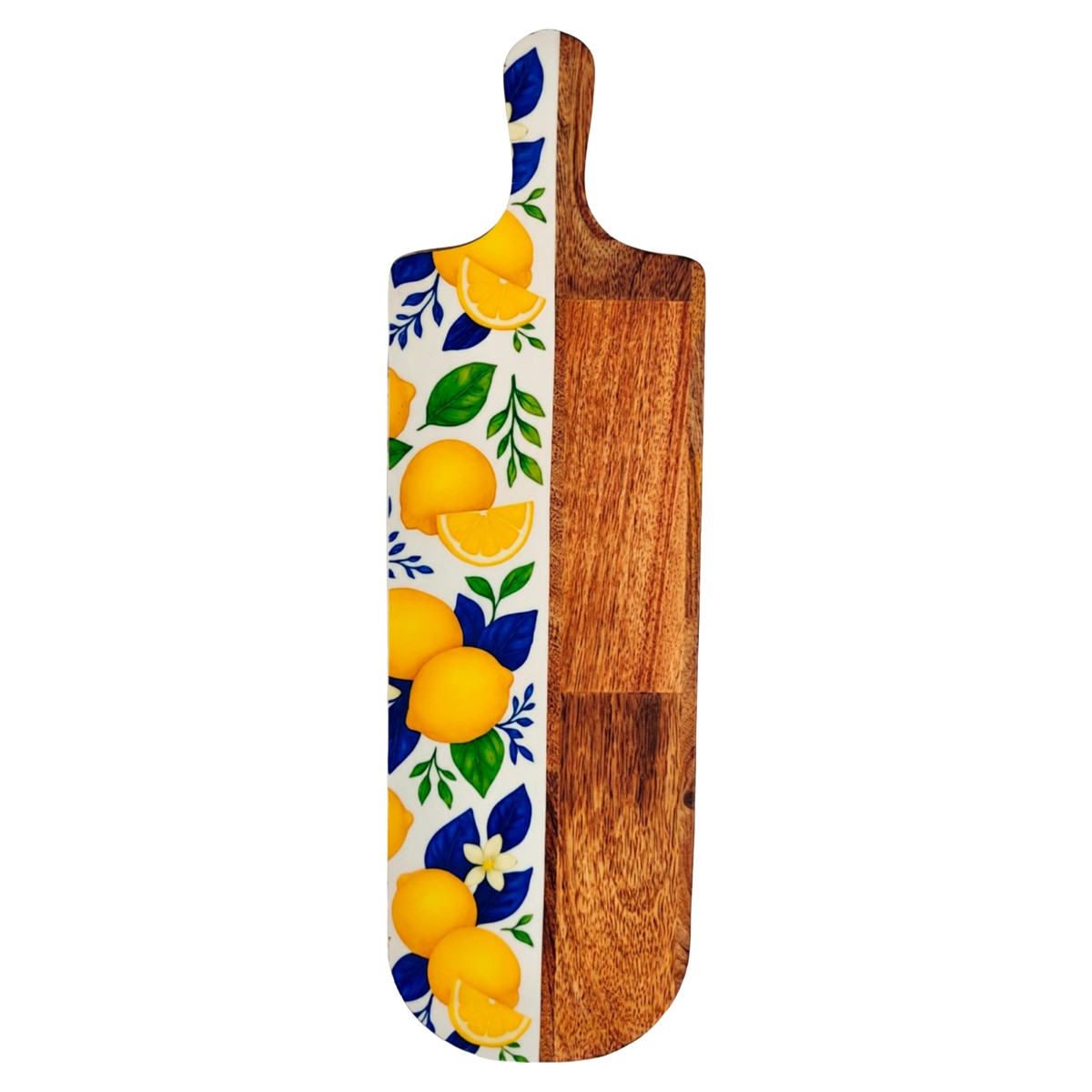 Snijplank met citroenmotief van hout en hars, 49 × 15 cm - Afbeelding 2