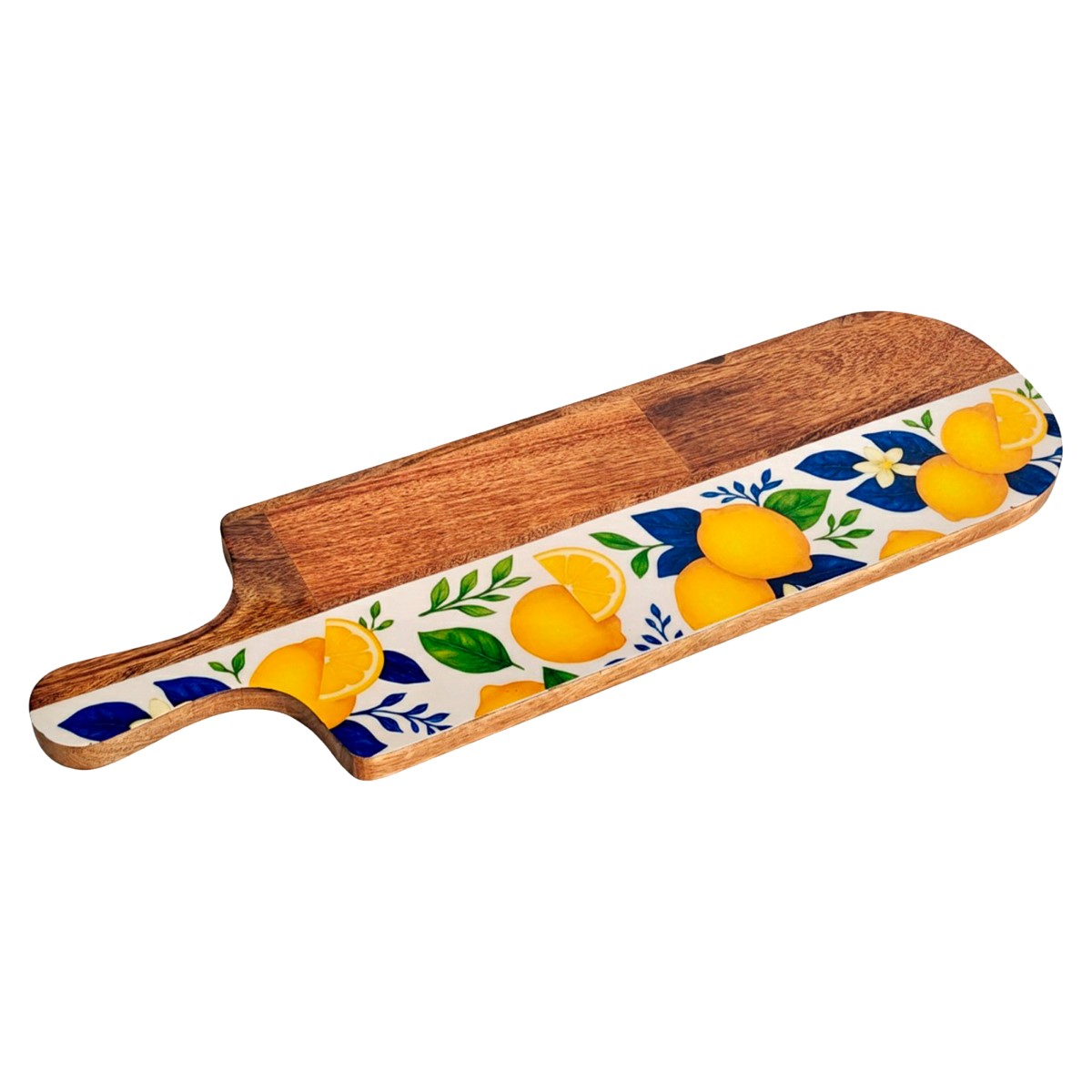 Snijplank met citroenmotief van hout en hars, 49 × 15 cm - Afbeelding 3